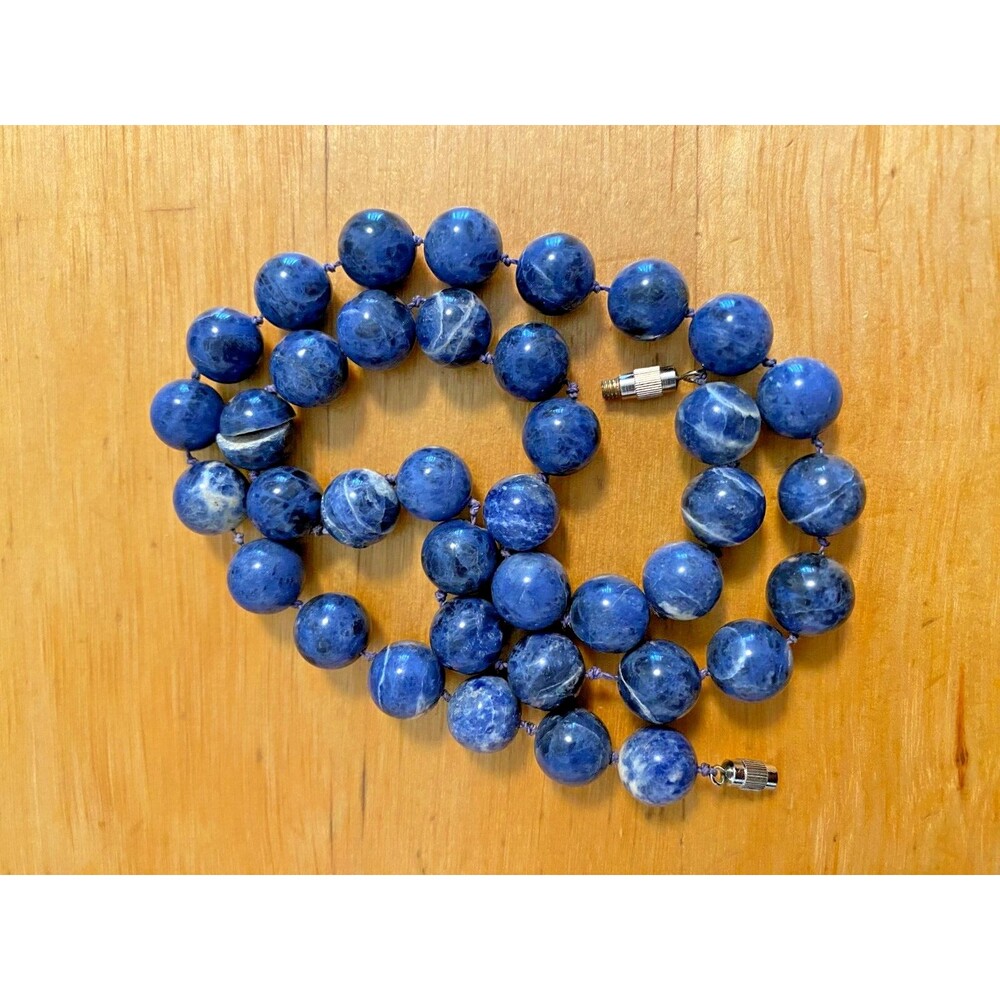 Blue Sodalite 10mm Gemstone Choker Necklace 19" *Flaw